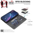 thumbnail image 4 of Case For IPhone 17 Pro Max【RFID Blocking】with Multi-Card Holder Bills Slot, Calfskin-Texture Vegan Leather Magnetic Wallet Case,Black,For iPhone 17 Pro Max, 4 of 10