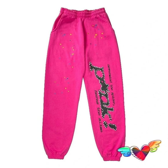 2022 Pink Spider 555555 Sweatpants Men Women 1:1 High Quality Internet Sp5der 555555 Pants Foam Print Drawstring Fresh Pants