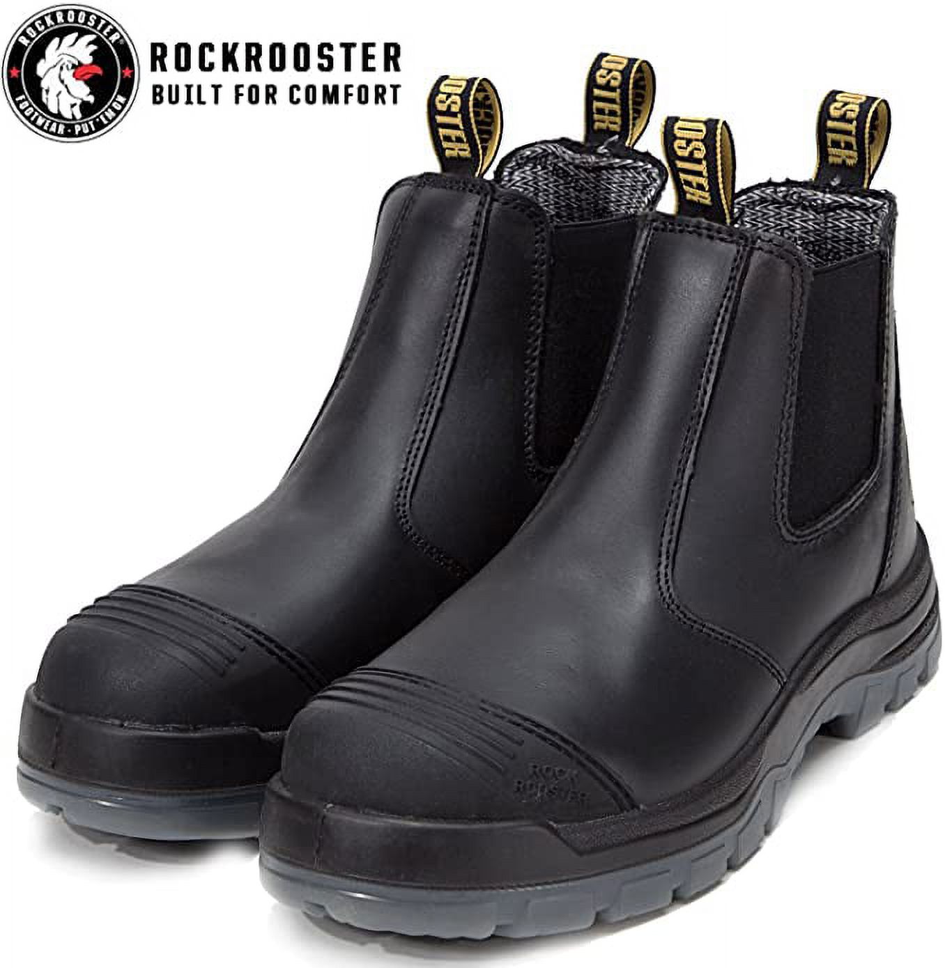 ROCKROOSTER Work Boots for Men, 6 inch Steel Toe, Slip On Safety Oiled Leather Shoes, Static Dissipative, Breathable, Quick Dry AK227-9.5 - image 2 of 6