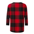 thumbnail image 4 of LYEAA Womens Fall Fashion 2024 Plus Size Crew Neck 3/4 Sleeve T-shirt Checkered Tees Loose Soft Comfortable Blouse Dressy Casual Breathable Trendy Clothing Red XL, 4 of 4