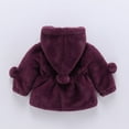 thumbnail image 4 of IROINNID Toddler Girls Solid Color Thicken Plush Cute Keep Warm Winter Hoodie Hairball Thick Coat Cloak, 4 of 6