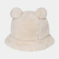 thumbnail image 3 of ZHENHONG Bucket Hats for Women and Men Cute Bear Ear Basin Hat Thick Warm Hat Casual Solid Color Headwear Beige, 3 of 4