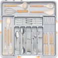 thumbnail image 1 of Organizador de cajones para cubiertos Homecor, mejorado, ampliable, gris, 1 of 8