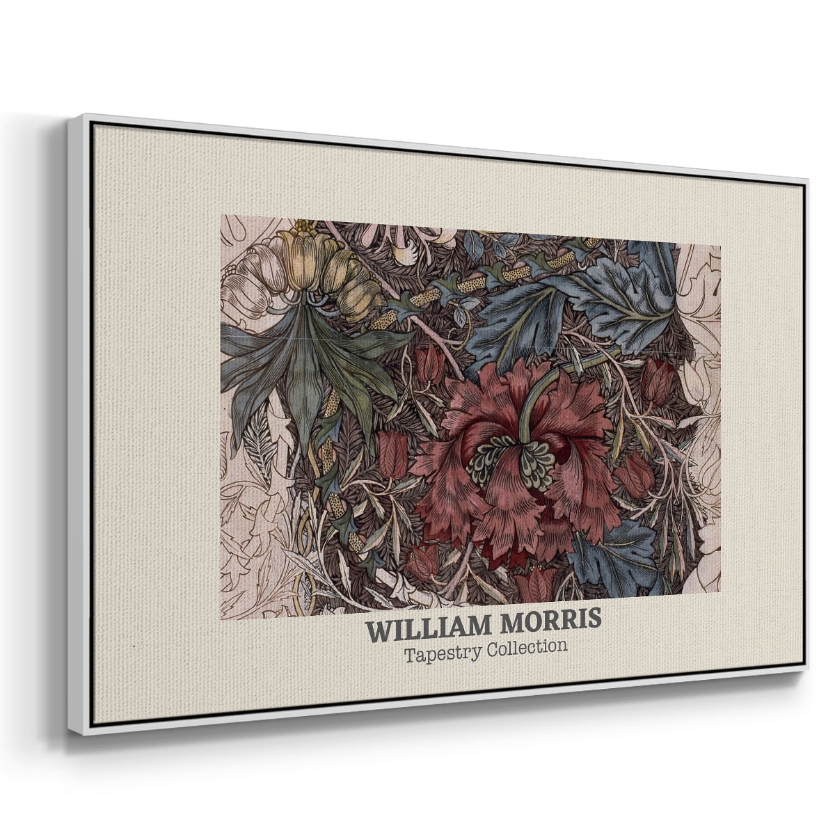 Vintage Abstract Print-XL Framed in White Wood Gallery Wrapped Canvas 25 in. x 37 in.