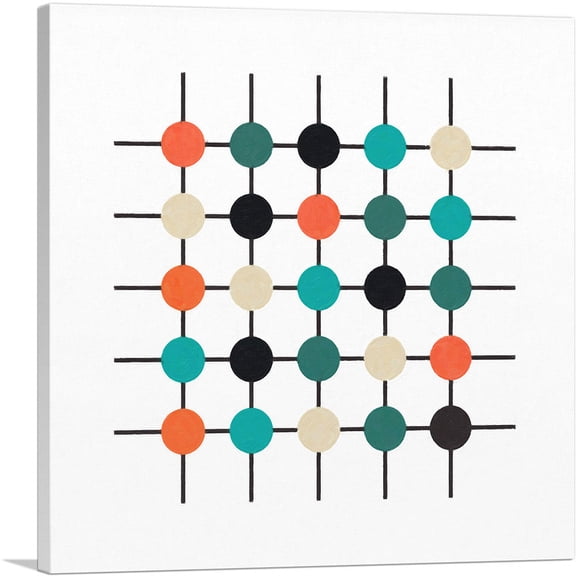 ARTCANVAS Mid-Century Modern Connect the Dots No. 1 Canvas Art Print - Size: 12" x 12" (0.75" Deep)