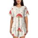 thumbnail image 1 of Fotbe Flat Mushrooms Conjunto de Pijama Estampado para Mujer, 2 Piezas, Ropa de Dormir con Camiseta de Manga Corta y Shorts Suaves-XX-Large, 1 of 6