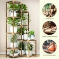thumbnail image 5 of Hansabenne Plant Stand Multi-Tier for Multiple Plants– Corner Wooden Flower Shelf for Indoor/Outdoor Living Room Patio & Garden with Spacious Shelving, Bohemian Decor, 5 of 5