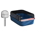 thumbnail image 2 of Inodoro con bandeja de arena para mascotas abierta, fácil de limpiar, antiadherente de baño profundo con recipiente para cuchara, , Azul profundo, 2 of 6