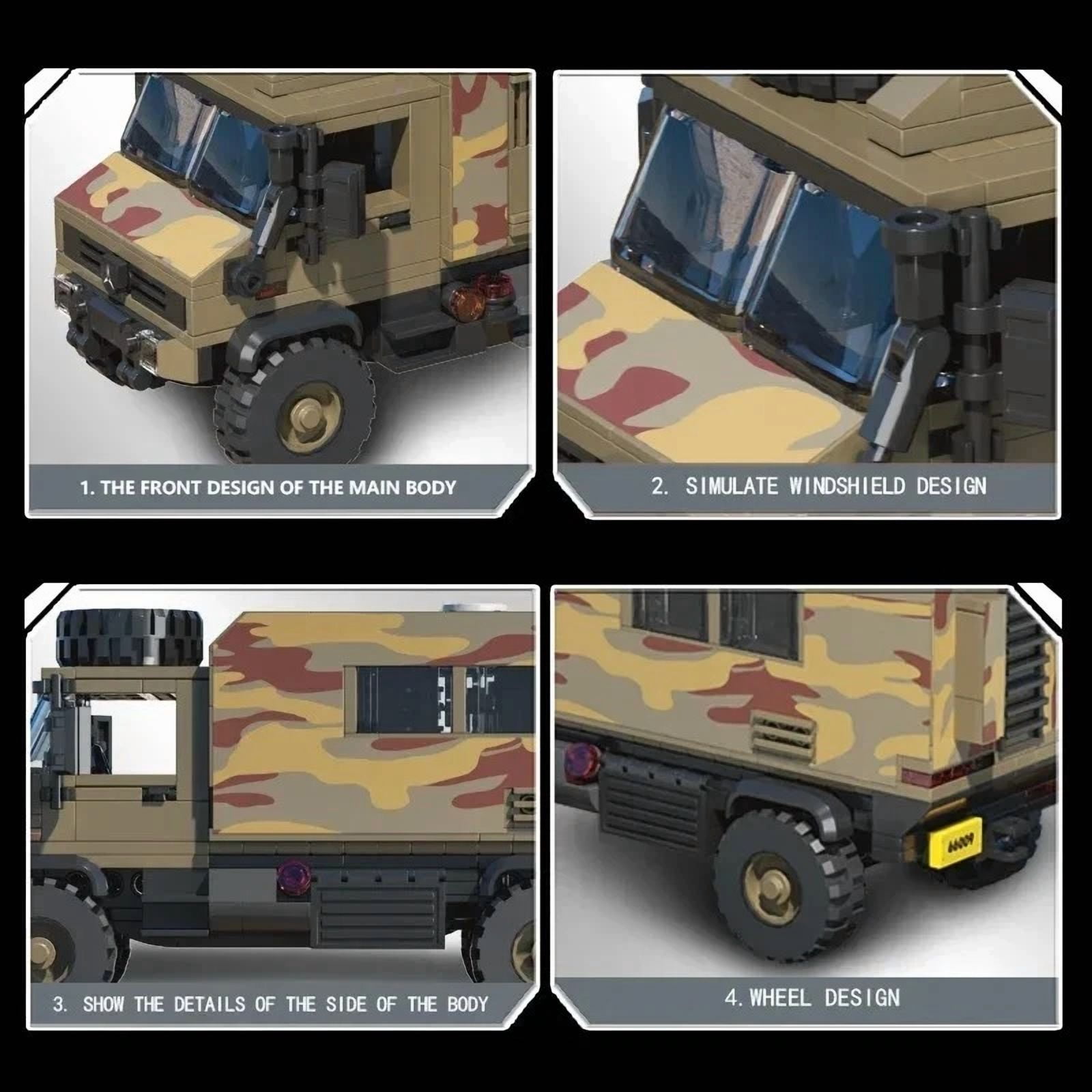 Remocguys Army Truck Building Set Military Car Toys for Adults Compatible with Lego Cars 648 Pcs