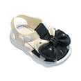 thumbnail image 3 of Wuxian Kids Sandals Bowknot Closed-Toe Wedding Dress Flat Shoes Beach Sandals Summer Baby First Walkers Espadrilles,Black,6-9 Months, 3 of 4