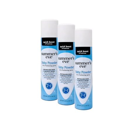 Summer's Eve Baby Powder Daily Gentle Feminine Spray, 2 oz, - 3 Pack