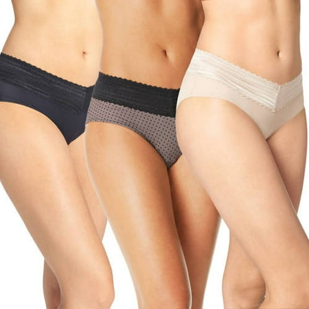 

Blissful Benefits Women s No Muffin Lace Top Hipster Panties 3 Pack