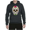 thumbnail image 2 of Wild Bobby Day Of The Dead Sugar Skull Pop Culture Unisex Graphic Hoodie Sweatshirt, Heather Black, X-Large, 2 of 5