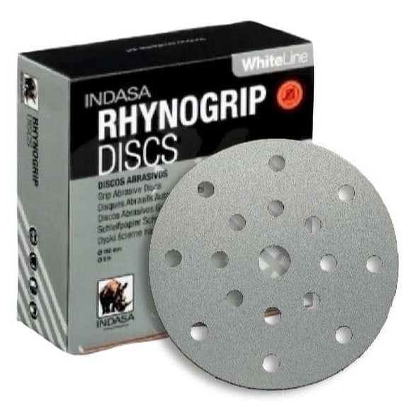 Buy Indasa 6" Rhynogrip Whiteline 17-Hole Vacuum Abrasive Sanding Discs – 69-17 Series (Grit 40, 50/Pack)