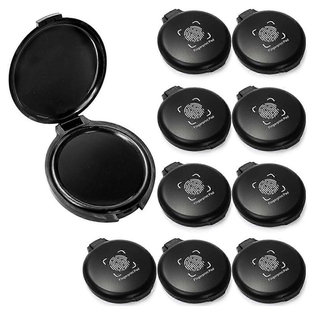 10 Pack Fingerprint Ink Pads, Mini Black Thumbprint Stamp Pad, Easy to Wash Portable Thumbprint Kit