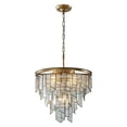 thumbnail image 2 of 6-Light Luxury Water Ripple Glass Chandelier Pendant Light Modern Brass Frame Lighting Fixture for Dining Room Living Room and Kitchen Island, 2 of 8