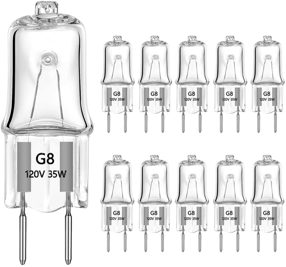 10 Pack-G8 35 Watt 120V Halogen Light Bulbs JCD Type 110v 130v 35W T4 G8 Unde... 