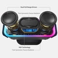thumbnail image 5 of DOSS Wireless Bluetooth Speaker with 24W Impressive Sound, Booming Bass, IPX6 Waterproof, 15Hrs Playtime, Wireless Stereo Pairing, Mixed Colors Lights, 66 FT -Black, 5 of 7