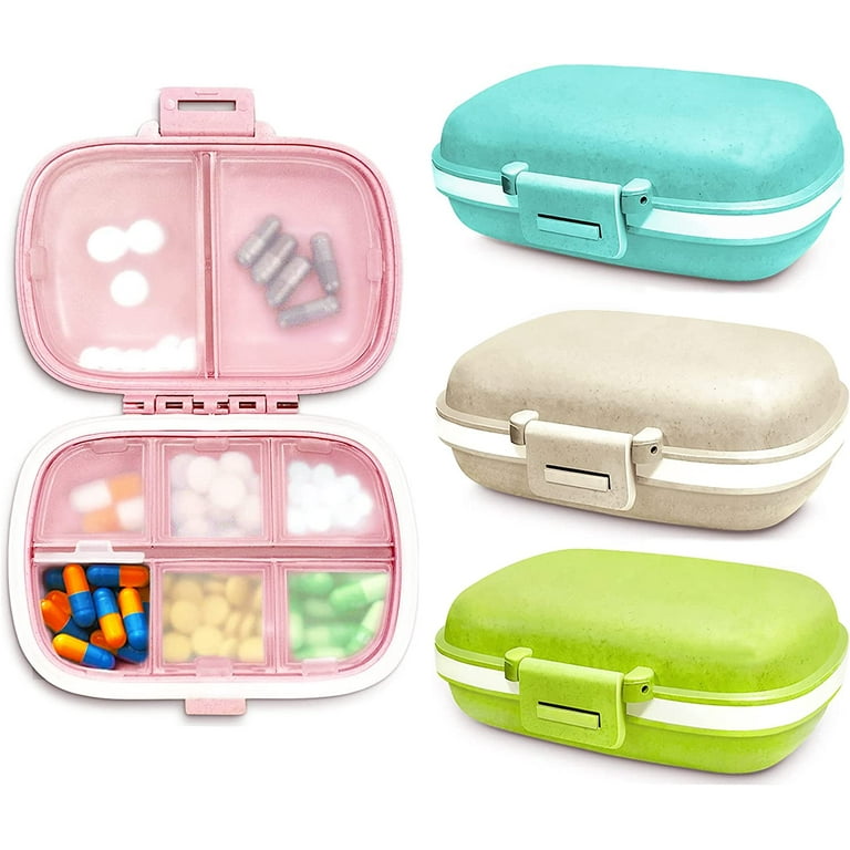 Travel Pill Organizer Medicine Dispenser - Moisture-Proof Pill Boxes and  Organizer - Portable Vitamin Container Holder - 8 Large Compartments for