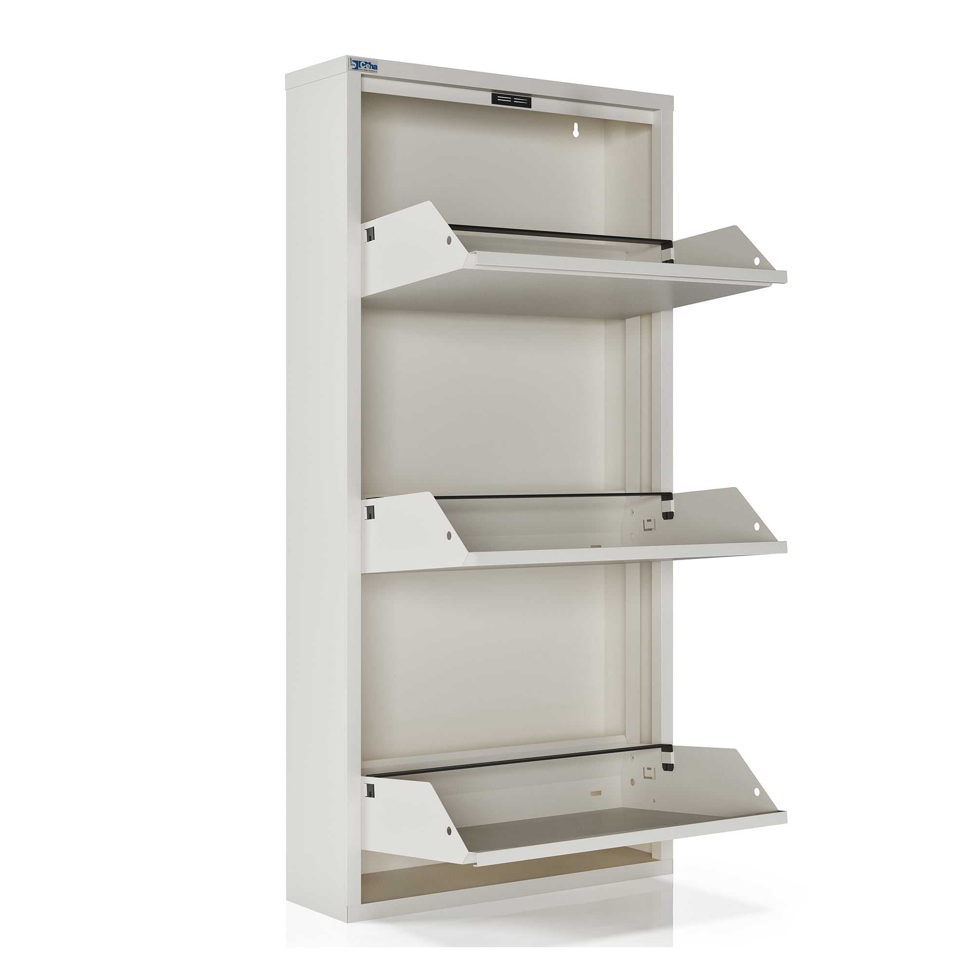 Yitahome  Metal Shoe Cabinet 3 Tiers For Entryway Shoe Storage In White