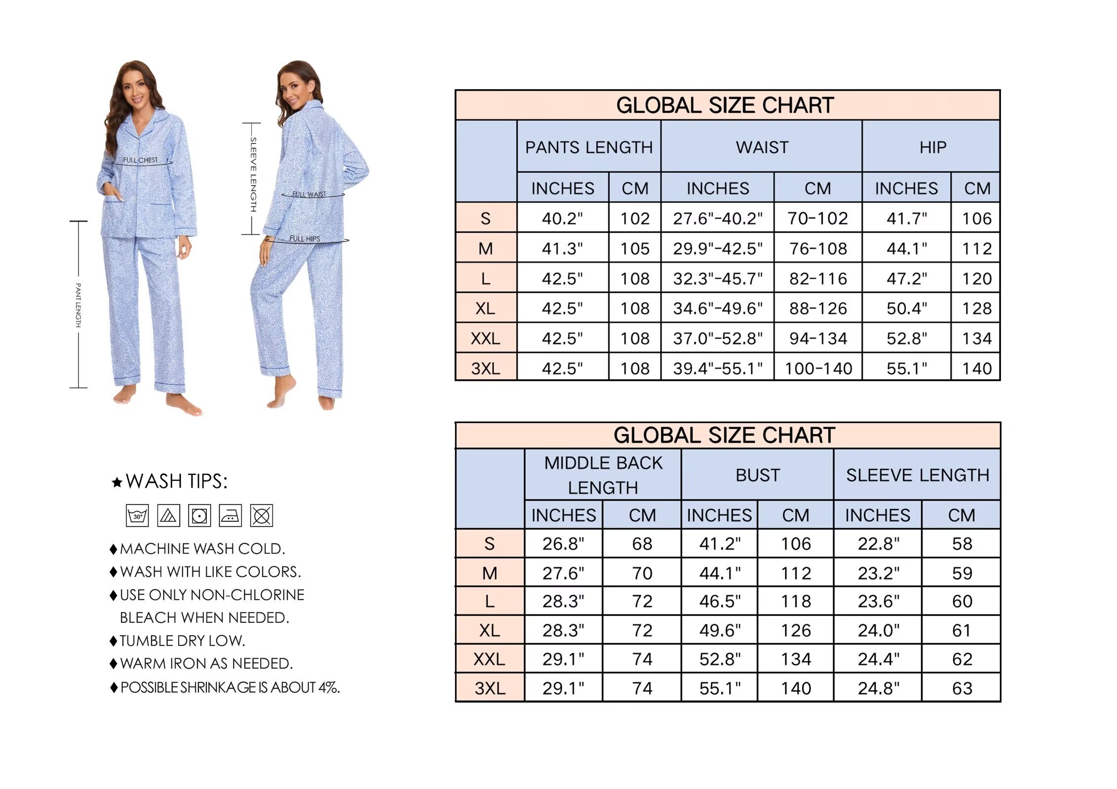 GLOBAL Women's Flannel Pajama Set, 100% Cotton photo 6