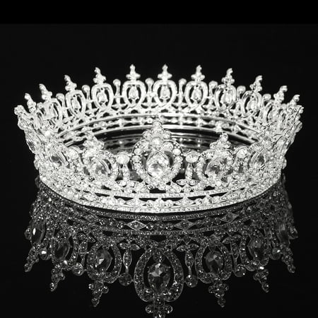 SWEET Luxury Full Round Crystal Queen Crown Rhinestone Bridal Tiara Pageant Wedding Party