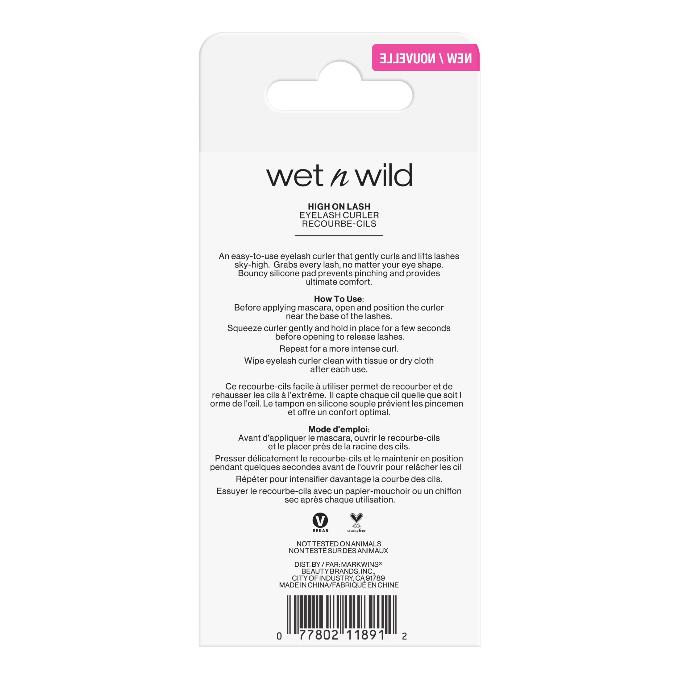 Wet n Wild High on Lash No Pinching Eyelash Curler, Metal
