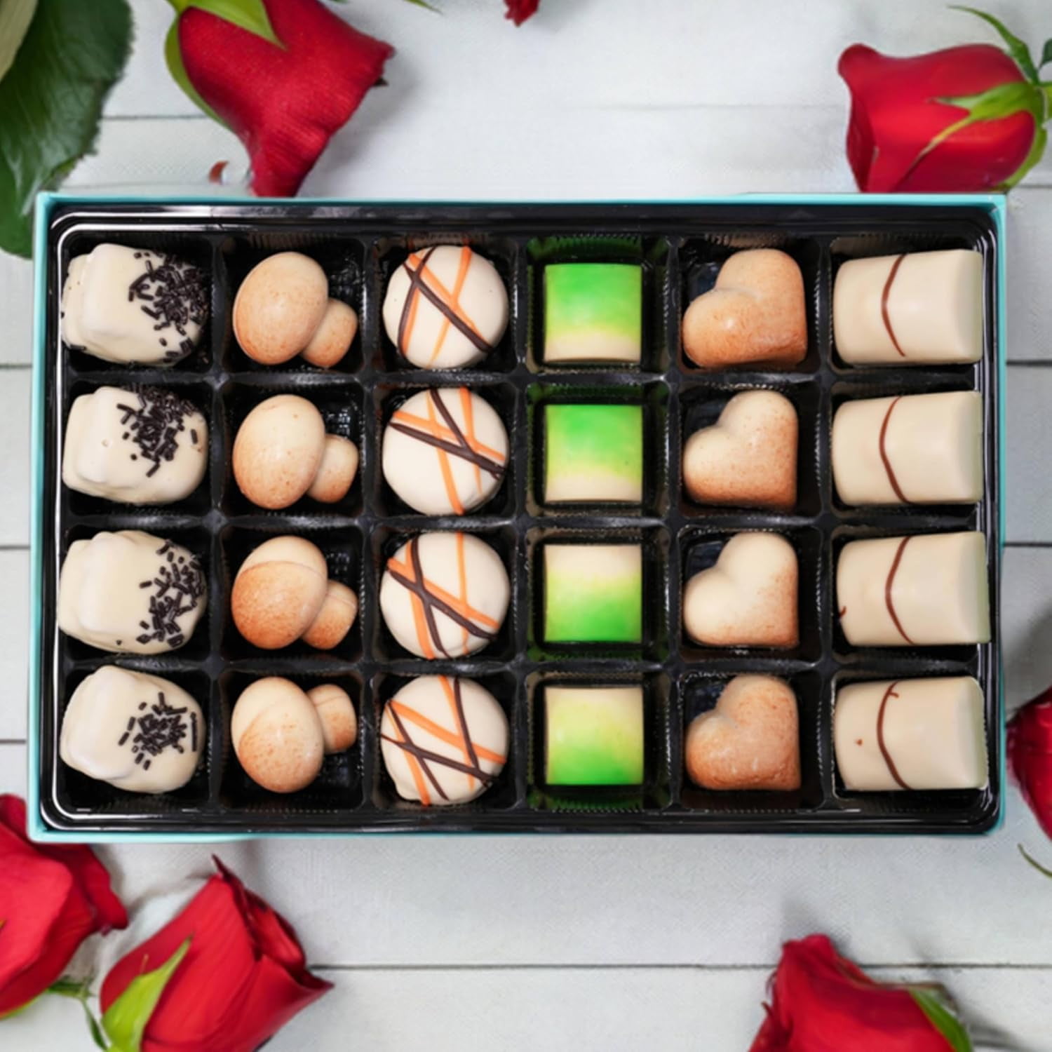 Andy Anand Handcrafted Belgian White Chocolate Truffles - Luxury Gift Box, Gluten Free, Soy-Free, Sesame Free, Delicious Decadent Belgian Truffles | Premium Gourmet Indulgence for Gift (24-Pieces)