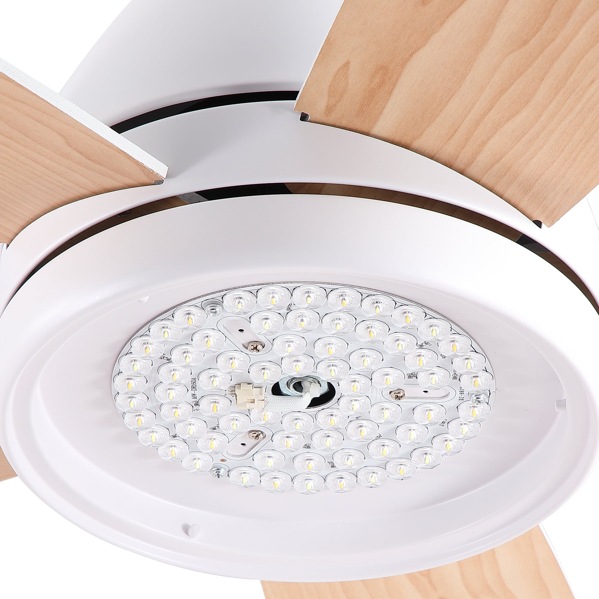 Leumius 52" White Ceiling Fan with Intergrated LED Light Kit, Remote Control, 5 Plywood Blades and Work with Smart APP for Living Room Bedroom