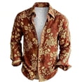 thumbnail image 4 of Mens Vintage Floral Lapel Long Sleeve Shirt, Soft Button Down Blouse, Retro Street Travel Casual Men Shirt, 4 of 5