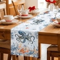 thumbnail image 5 of Octopus Coastal Table Runner 70 Inches, Summer Beach Coral Starfish Blue Ombre Bed Runner Dresser Scarves Tabletop for Indoor Outdoor Parties/Ceremony/Banquet, 13" x 70", 5 of 9