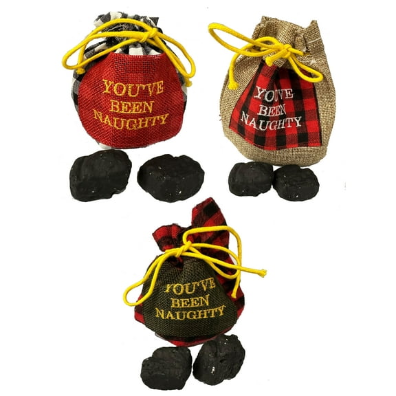Black Duck Brand Set of 3 Realistic Bags of Coal! Red, White, and Green!  Perfect for The Troublemaker of Your Family!