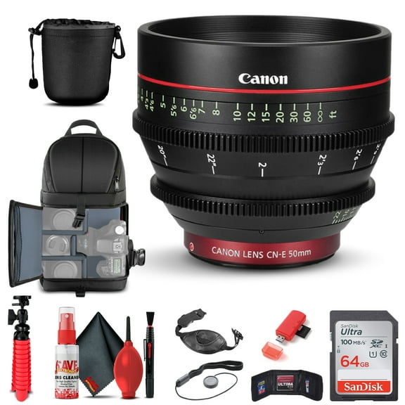 Canon CN-E 50mm T1.3 L F Cine Lens (6570B001)   BackPack   64GB Card   More (International Version)