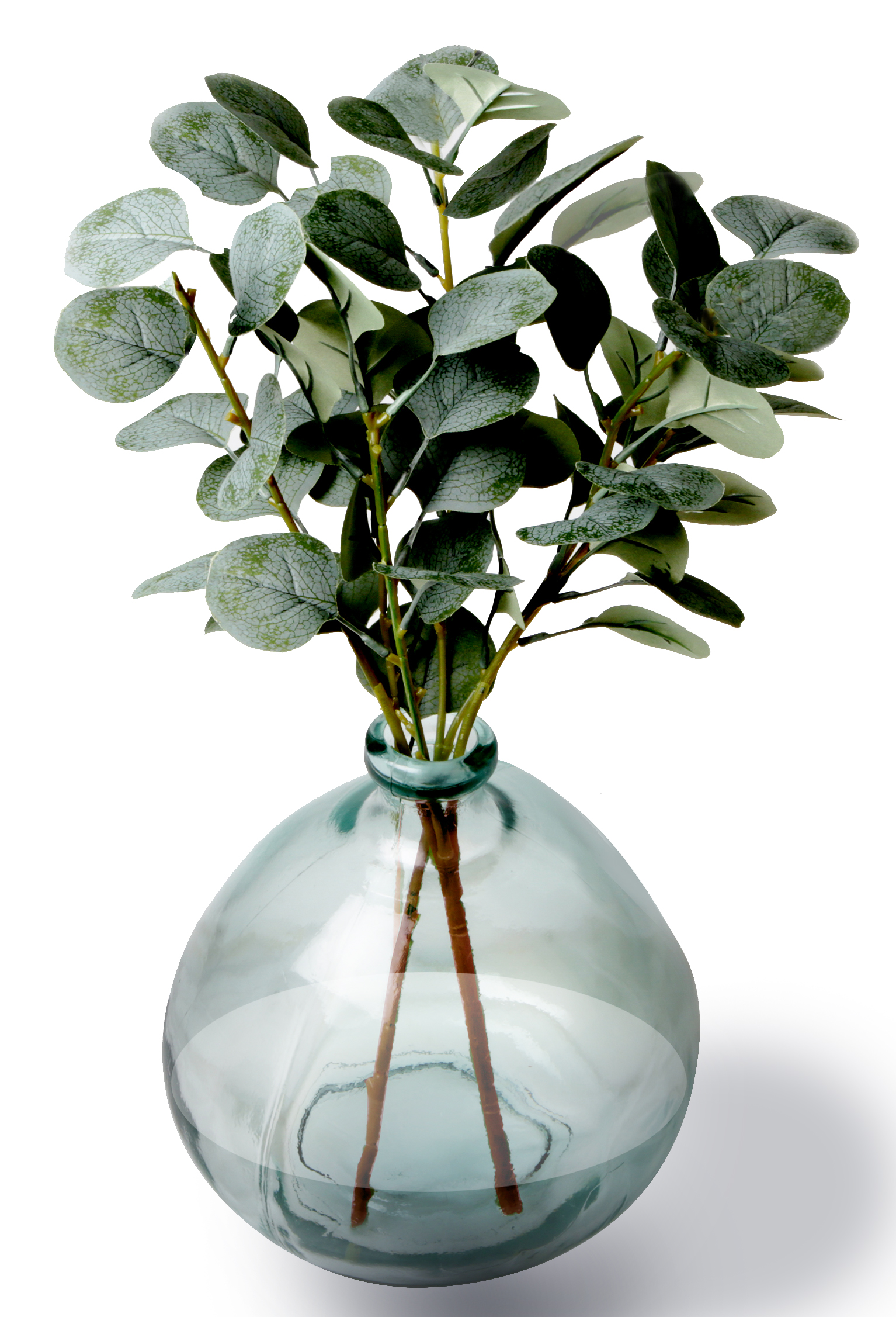 Better Homes & Gardens 6 in Artificial Eucalyptus Plant in Blue Decorative Glass Vase 1 Count