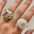 thumbnail image 3 of Stylish Shell Shape Adjustable Opening Rings Retro Design Stackable Shell Rings, 3 of 8