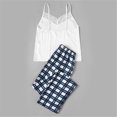thumbnail image 4 of BONIXOOM Womens Christmas Pajamas Family Christmas Pajamas Matching Sets Sleepwear Drawstring Sleeveless Sleepwear Sets Plaid White M, 4 of 7