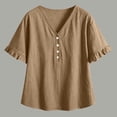 thumbnail image 5 of Womens Summer T-Shirts Short Sleeve V Neck Tops Loose Shirts Trendy Lightweight Soft Casual Summer Outfits Clothes, 5 of 7