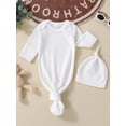 thumbnail image 3 of ITFABS Waffle Solid Color Long Sleeve Round Neck Sleeping Sack + Knotted Cap, 3 of 9