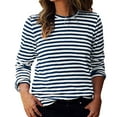thumbnail image 4 of hxobax Striped Long Sleeve Tops Womens Fall Pullover Shirts Casual Round Neck Tunic Tshirts Blouses, 4 of 7