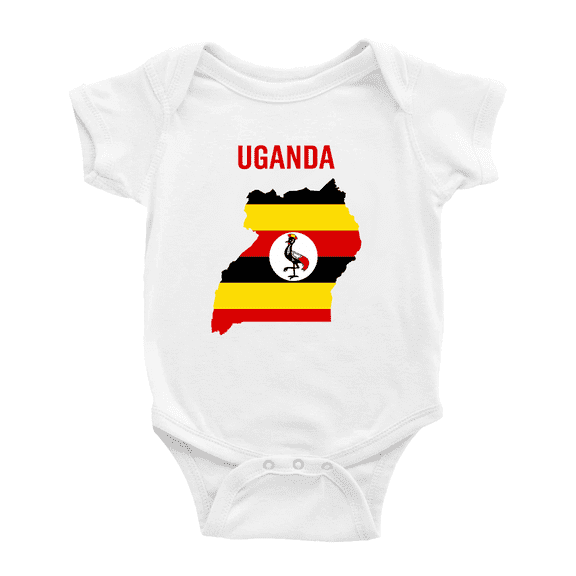 Uganda Map Flag Boy Girl Bodysuits (White, 18-24 Months)