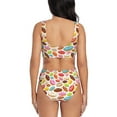 thumbnail image 3 of Kdxio Color Donut Print Women's 2 Piece High Waisted Wrap Spaghetti Strap Summer Swimsuit Bikini Set-X-Large, 3 of 7