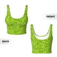 thumbnail image 5 of Fotbe Lime green glitter Pattern Womens' Sports Bra Longline Wirefree Padded with Medium Support Sports Moisture-Wicking Workou Vest,Tank Top-, 5 of 7