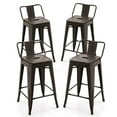 thumbnail image 1 of Costway Set of 4 Low Metal Counter Stool 24" Seat Height Bar Stools Removable Backrest, 1 of 10