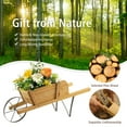 thumbnail image 6 of Gymax Wooden Wagon Planter Decorative Indoor/ Outdoor Rustic Flower Cart w/ Wheel Walnut, 6 of 10