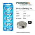 thumbnail image 3 of Renata 357 SR44W 1.55V Silver Oxide Watch Battery, 3 of 14
