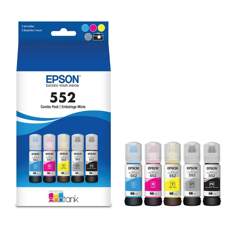 Epson T552 Cyan, Yellow, Magenta, Photo Black, Gray Ink Cartridges