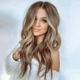 thumbnail image 4 of Perruque Ondulée Naturelle pour Femmes Brun Blond Synthétique Cheveux Longs Complets, 4 of 10
