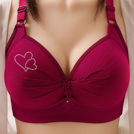 Lisbinx Nursing Bras Women s Printed Gathered Large Size Bra Underwear - No Rims High Elasticity Comfortable & Sexy Suitable for Daily Wear and Intimate Nights Up to 50% Off