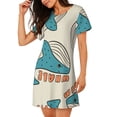 thumbnail image 2 of Sikiie Cute colorful whale Print Women's Short-sleeved Nightdress, Round Neck Pullover Nightdress Pajamas Summer Home Wear, 2 of 6