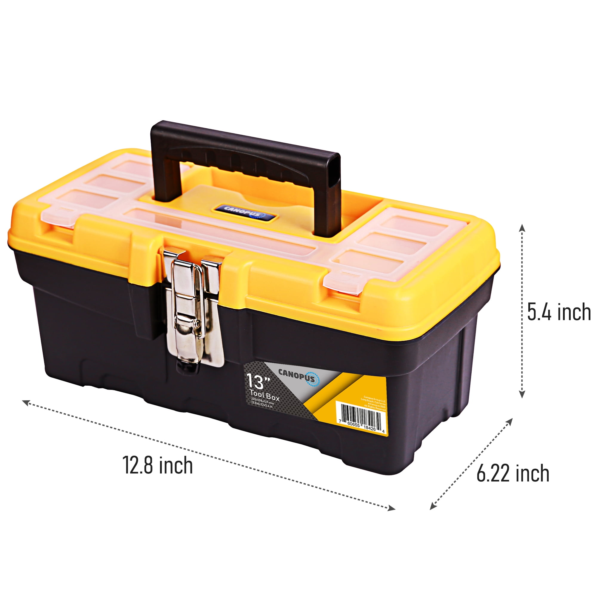 Goodyear , 13 Inch Small Tool Box with [Removable Side Comportment] Plastic  Box with Handle, Tool Organizer Storage Box, Removable Inner
